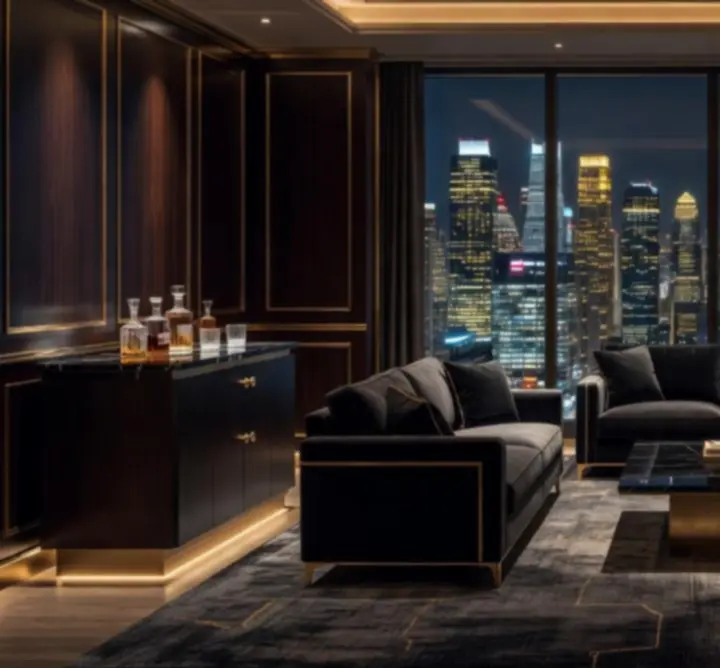 Apartament Prezydencki z widokiem na nocne światła miasta