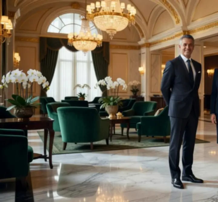 Elegancki personel hotelowy witający gości