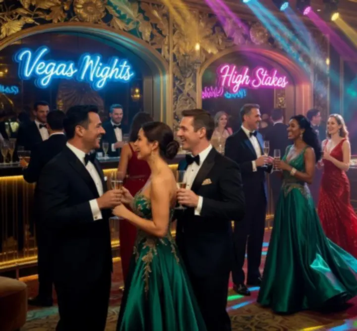 Glamour wieczór klubowy inspirowany Las Vegas z neonowym oświetleniem